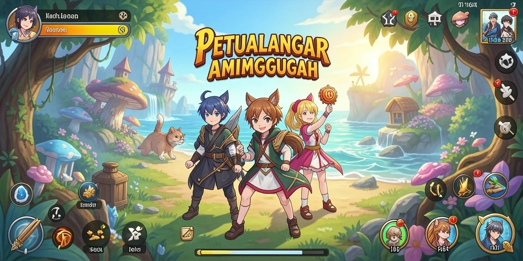 Screenshot 116X menampilkan karakter dalam pertempuran seru dengan latar belakang anime yang indah.