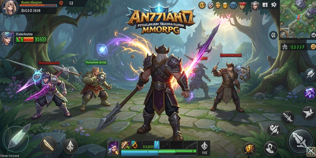 Gameplay AN777 menunjukkan pertempuran seru dalam dunia MMORPG.