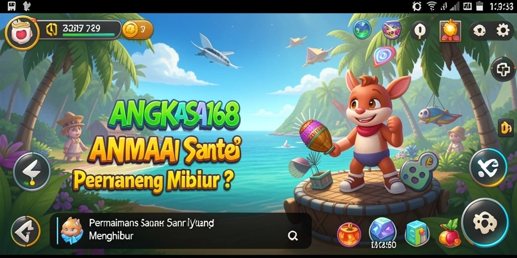 Screenshot gameplay ANGKASA168 menampilkan karakter lucu dan tantangan seru.