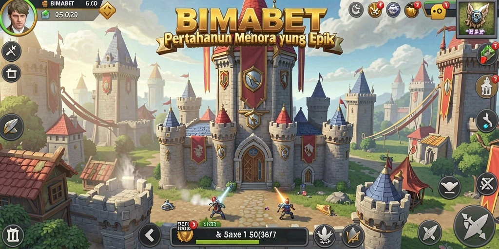 Tampilan gameplay seru di BIMABET dalam pertahanan menara.