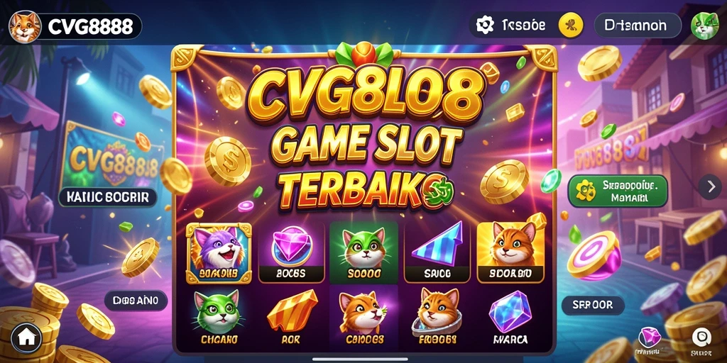 Tampilan gameplay Slot CVG8888 yang penuh warna dan menarik.