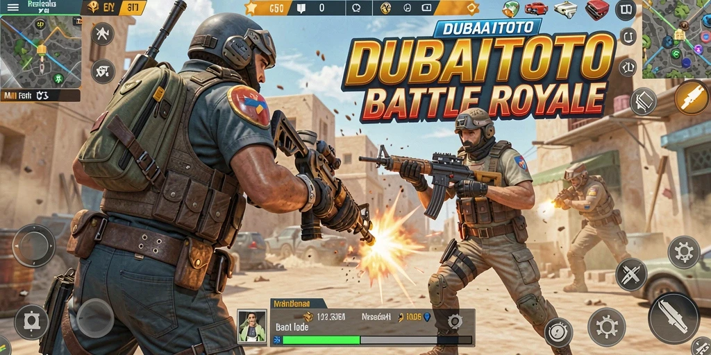 Gameplay DUBAITOTO yang mendebarkan dalam arena Battle Royale.