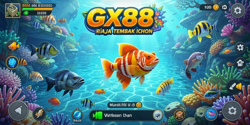 Screenshot GX88 menampilkan aksi seru dalam menangkap ikan.