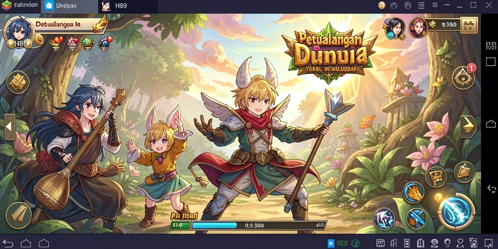 Screenshot gameplay H89 yang menunjukkan karakter Anime dalam pertarungan seru.