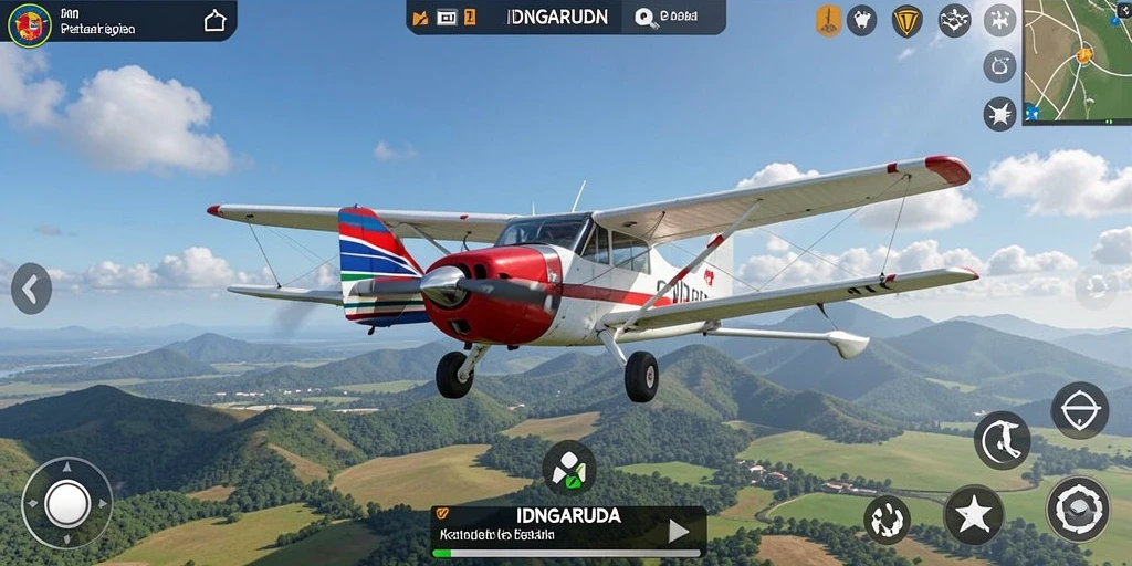 Tampilan gameplay <strong>IDNGARUDA</strong> yang menakjubkan saat terbang di langit.