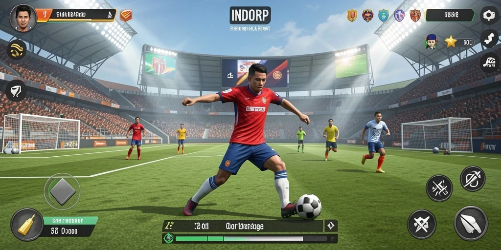 Tampilan gameplay INDORP dengan aksi seru dalam pertandingan olahraga.