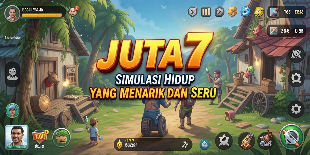Gambaran gameplay JUTA7 yang penuh warna dan interaksi menarik.
