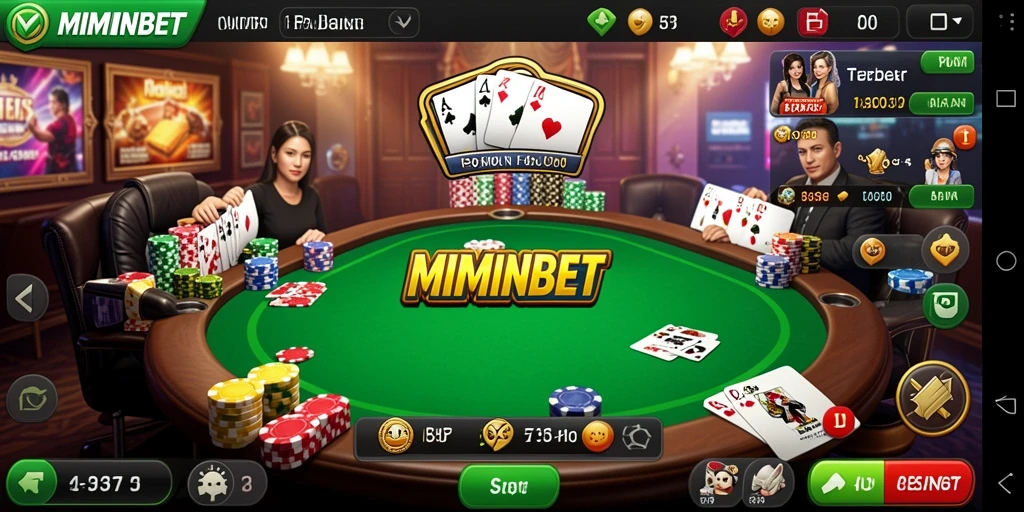 Screenshot gameplay MIMINBET menampilkan suasana Poker yang mendebarkan.