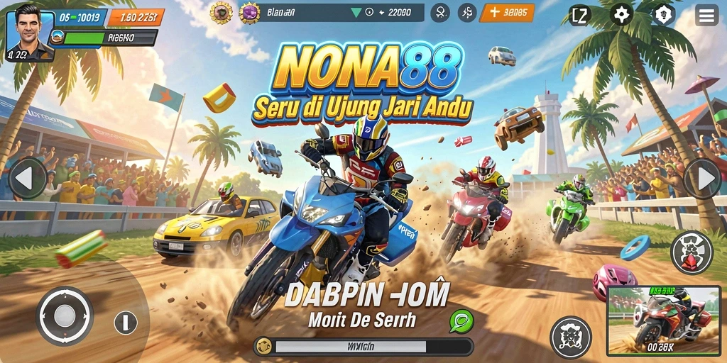 Gameplay NONA88 yang seru dengan balapan intens dan grafis menawan.