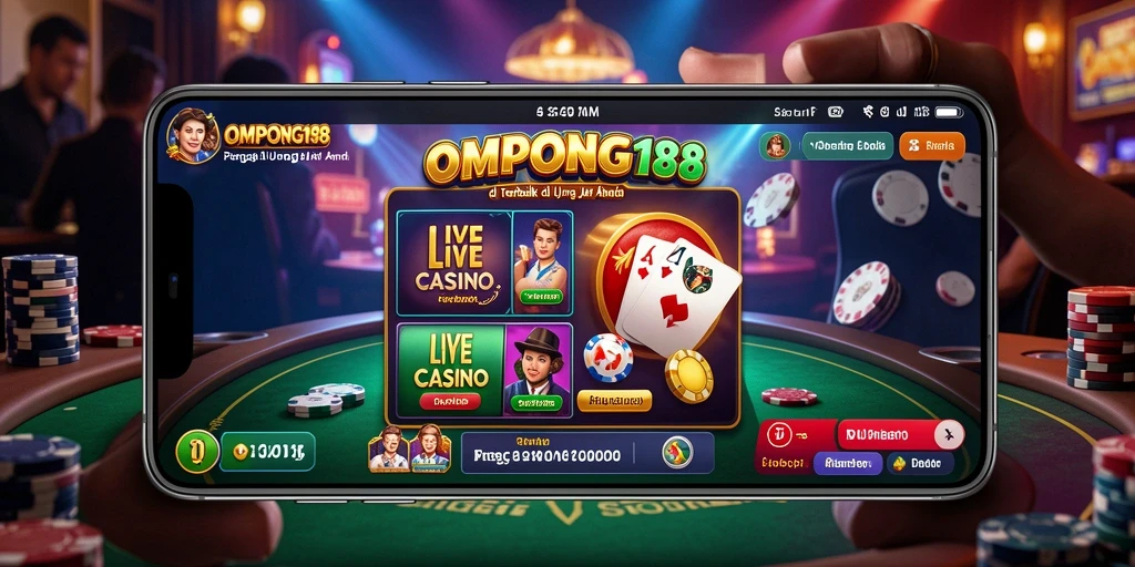 Screenshot OMPONG188 menampilkan dealer live sedang bermain baccarat dengan pemain.