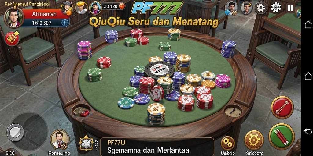 Tampilan menarik dari gameplay QiuQiu di PF777.