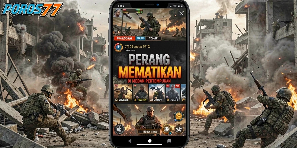 Screenshot gameplay POROS77 saat aksi Battle Royale yang mendebarkan.