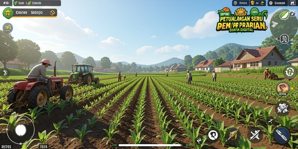 Tampilan gameplay RPRR yang menampilkan keseruan bertani.