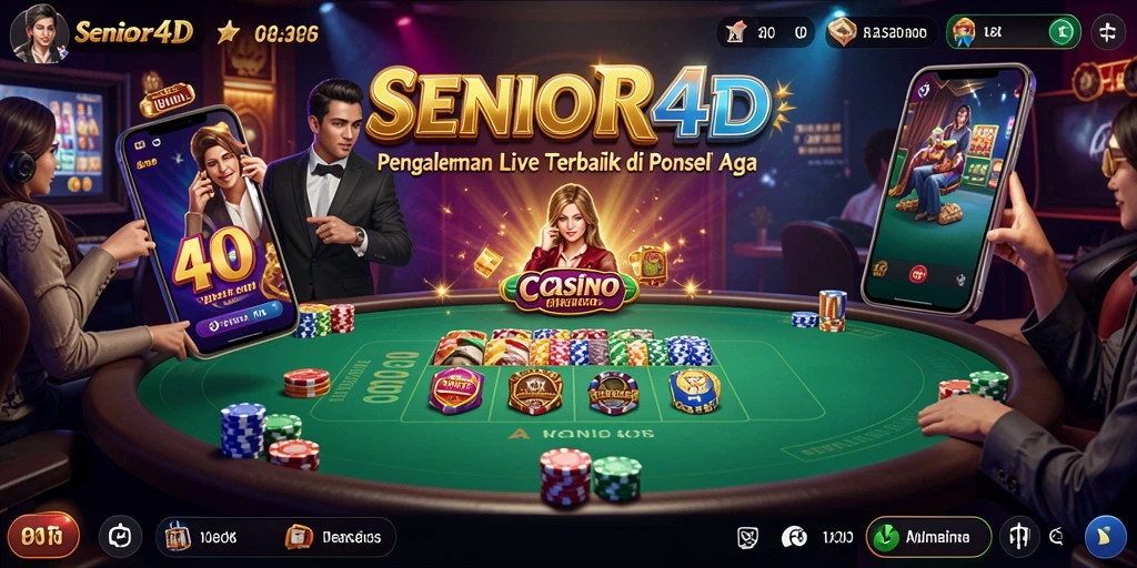 Screenshot gameplay SENIOR4D menampilkan dealer langsung dan interaksi pemain.