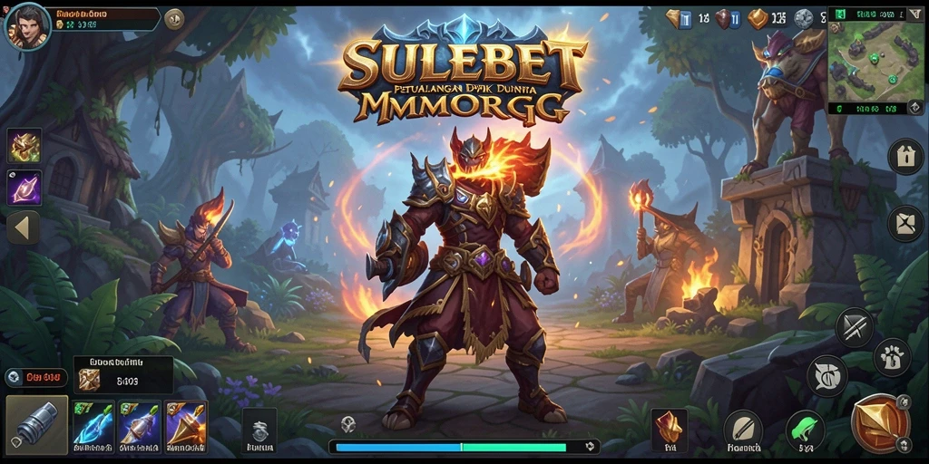 Screenshot utama SULEBET menampilkan aksi pertempuran seru dalam dunia MMORPG.
