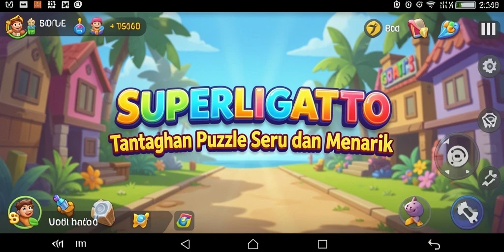 Tangkapan layar gameplay SUPERLIGATOTO menampilkan tantangan puzzle yang menarik dan interaktif.