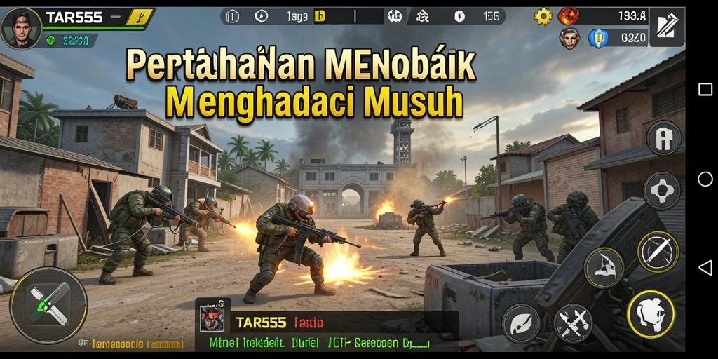 Gameplay mendebarkan di TAR555 menampilkan strategi pertahanan yang intens.