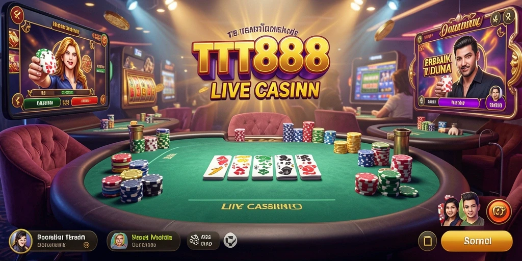 Screenshot gameplay Live Casino TTT888 yang mendebarkan dan interaktif.